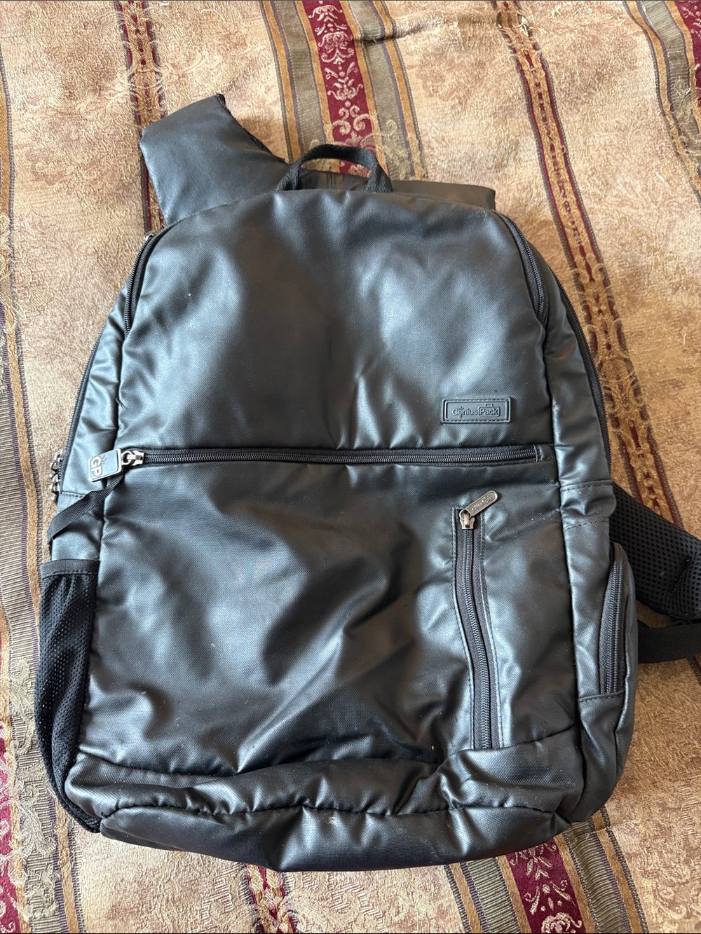 Black Vegan sleek traveling laptop Backpack